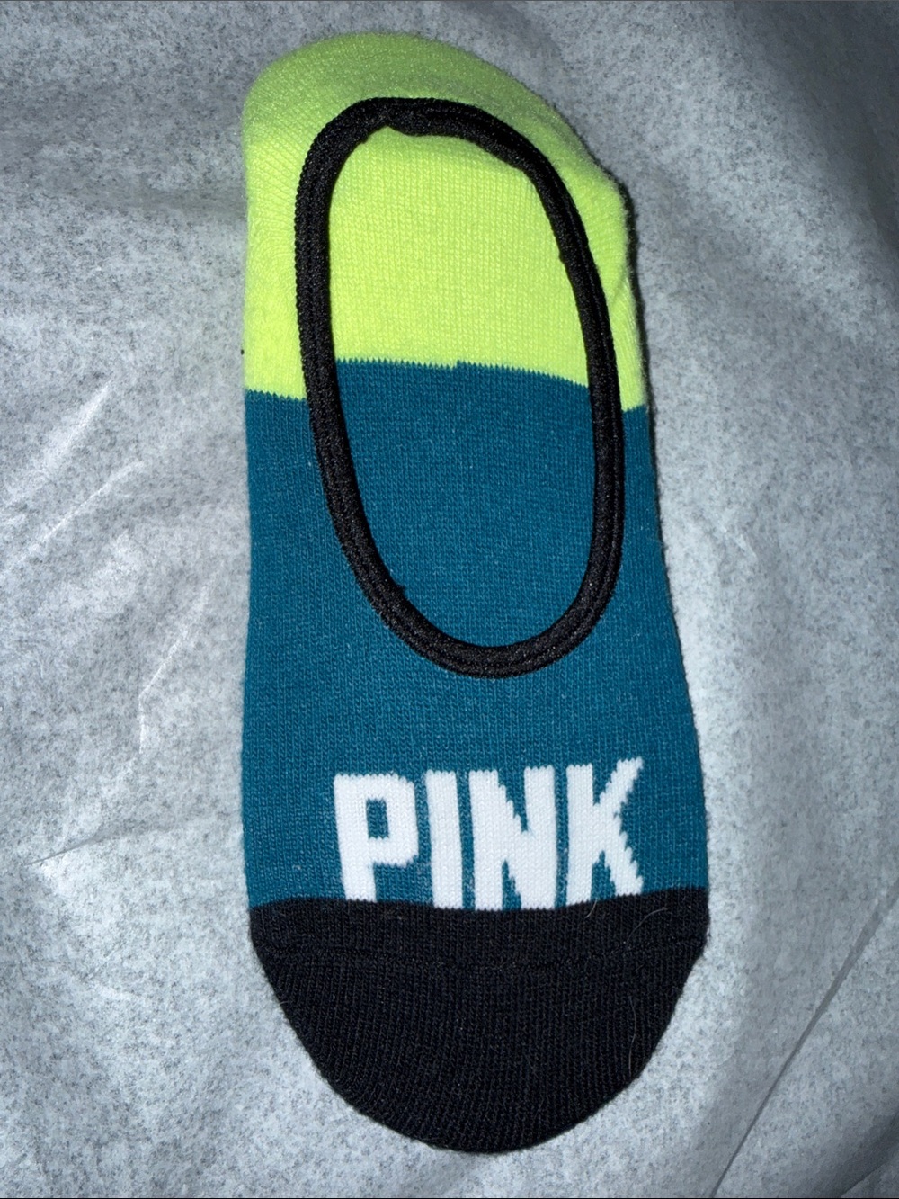 NWOT PINK Victoria's Secret No-Show Sock in Teal, Neon Yellow & Black